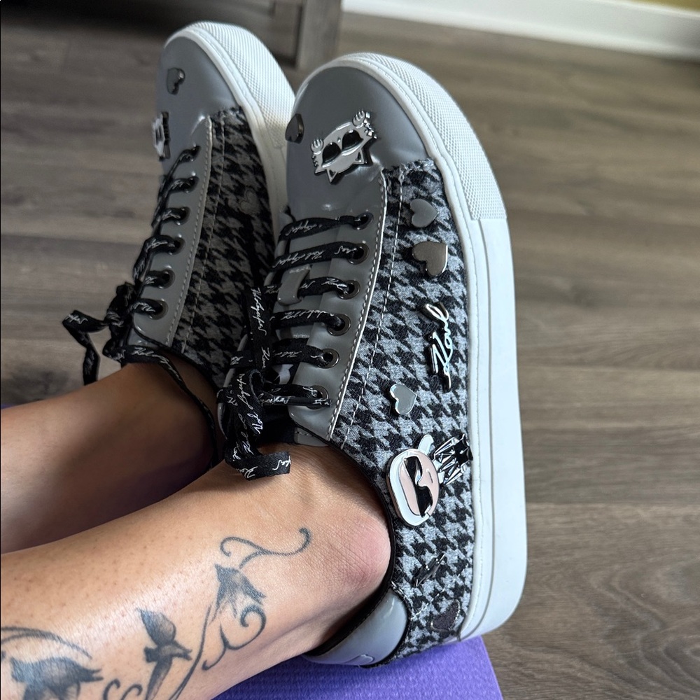 Karl Lagerfeld Gray and Black Women's Sneakers - Picture 2 of 3